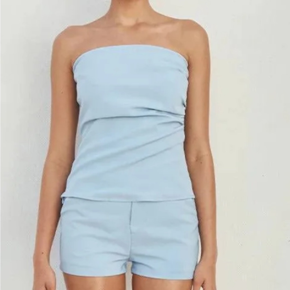 Seven Wonders Sky Blue Strapless Top and Shorts Set